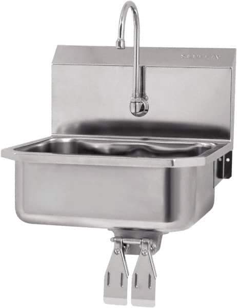 SANI-LAV - 17" Long x 14" Wide Inside, 1 Compartment, Grade 304 Stainless Steel Hands Free Hand Sink - 18 Gauge, 19" Long x 18" Wide x 21" High Outside, 7" Deep - Exact Tool & Supply