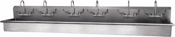 SANI-LAV - 117" Long x 16-1/2" Wide Inside, 1 Compartment, Grade 304 Stainless Steel Hand Sink - 16 Gauge, 120" Long x 20" Wide x 18" High Outside, 8" Deep - Exact Tool & Supply