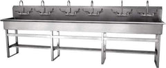 SANI-LAV - 117" Long x 16-1/2" Wide Inside, 1 Compartment, Grade 304 Stainless Steel Hand Sink-Pedestal Mount - 16 Gauge, 120" Long x 20" Wide x 45" High Outside, 8" Deep - Exact Tool & Supply