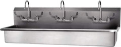 SANI-LAV - 57" Long x 16-1/2" Wide Inside, 1 Compartment, Grade 304 Stainless Steel Hand Sink-Wall Mount - 16 Gauge, 60" Long x 20" Wide x 18" High Outside, 8" Deep - Exact Tool & Supply