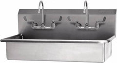 SANI-LAV - 37" Long x 16-1/2" Wide Inside, 1 Compartment, Grade 304 Stainless Steel Hand Sink-Wall Mount - 16 Gauge, 40" Long x 20" Wide x 18" High Outside, 8" Deep - Exact Tool & Supply