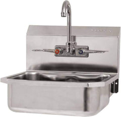 SANI-LAV - 14" Long x 11" Wide Inside, 1 Compartment, Grade 304 Stainless Steel Hand Sink-Wall Mount - 18 Gauge, 16" Long x 15-1/4" Wide x 22-3/4" High Outside, 5" Deep - Exact Tool & Supply