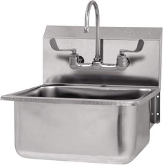 SANI-LAV - 19" Long x 16" Wide Inside, 1 Compartment, Grade 304 Stainless Steel Hand Sink-Wall Mount - 18 Gauge, 21" Long x 20" Wide x 24" High Outside, 10" Deep - Exact Tool & Supply