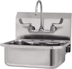 SANI-LAV - 17" Long x 14" Wide Inside, 1 Compartment, Grade 304 Stainless Steel Hand Sink-Wall Mount - 18 Gauge, 19" Long x 18" Wide x 21" High Outside, 7" Deep - Exact Tool & Supply