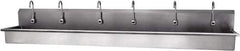 SANI-LAV - 117" Long x 16-1/2" Wide Inside, 1 Compartment, Grade 304 Stainless Steel Hands Free Hand Sink - 16 Gauge, 120" Long x 20" Wide x 18" High Outside, 8" Deep - Exact Tool & Supply