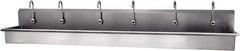 SANI-LAV - 117" Long x 16-1/2" Wide Inside, 1 Compartment, Grade 304 Stainless Steel Hands Free Hand Sink - 16 Gauge, 120" Long x 20" Wide x 18" High Outside, 8" Deep - Exact Tool & Supply
