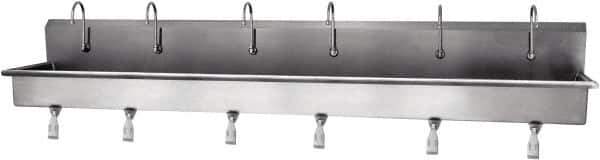 SANI-LAV - 117" Long x 16-1/2" Wide Inside, 1 Compartment, Grade 304 Stainless Steel Hands Free Hand Sink - 16 Gauge, 120" Long x 20" Wide x 18" High Outside, 8" Deep - Exact Tool & Supply