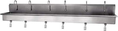 SANI-LAV - 117" Long x 16-1/2" Wide Inside, 1 Compartment, Grade 304 Stainless Steel Hands Free Hand Sink - 16 Gauge, 120" Long x 20" Wide x 18" High Outside, 8" Deep - Exact Tool & Supply