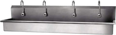 SANI-LAV - 77" Long x 16-1/2" Wide Inside, 1 Compartment, Grade 304 Stainless Steel Hands Free Hand Sink - 16 Gauge, 80" Long x 20" Wide x 18" High Outside, 8" Deep - Exact Tool & Supply