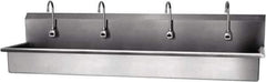SANI-LAV - 77" Long x 16-1/2" Wide Inside, 1 Compartment, Grade 304 Stainless Steel Hands Free Hand Sink - 16 Gauge, 80" Long x 20" Wide x 18" High Outside, 8" Deep - Exact Tool & Supply