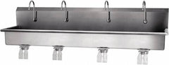 SANI-LAV - 77" Long x 16-1/2" Wide Inside, 1 Compartment, Grade 304 Stainless Steel Hands Free Hand Sink - 16 Gauge, 80" Long x 20" Wide x 18" High Outside, 8" Deep - Exact Tool & Supply