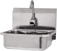 SANI-LAV - 14" Long x 11" Wide Inside, 1 Compartment, Grade 304 Stainless Steel Hands Free Hand Sink - 18 Gauge, 16" Long x 15-1/4" Wide x 16" High Outside, 5" Deep - Exact Tool & Supply