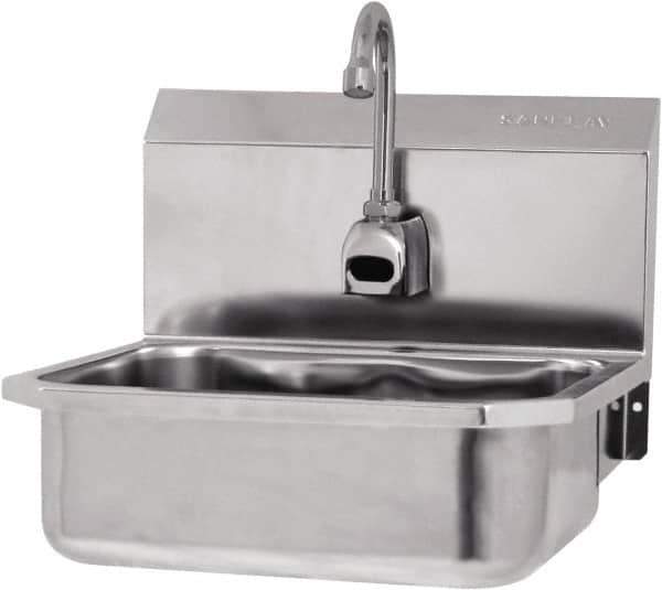 SANI-LAV - 14" Long x 11" Wide Inside, 1 Compartment, Grade 304 Stainless Steel Hands Free Hand Sink - 18 Gauge, 16" Long x 15-1/4" Wide x 16" High Outside, 5" Deep - Exact Tool & Supply