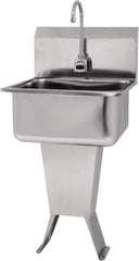 SANI-LAV - 19" Long x 16" Wide Inside, 1 Compartment, Grade 304 Stainless Steel Hands Free Hand Sink - 18 Gauge, 21" Long x 20" Wide x 46" High Outside, 10" Deep - Exact Tool & Supply