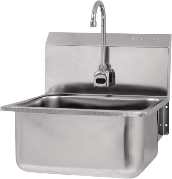 SANI-LAV - 19" Long x 16" Wide Inside, 1 Compartment, Grade 304 Stainless Steel Hands Free Hand Sink - 18 Gauge, 21" Long x 20" Wide x 24" High Outside, 10" Deep - Exact Tool & Supply