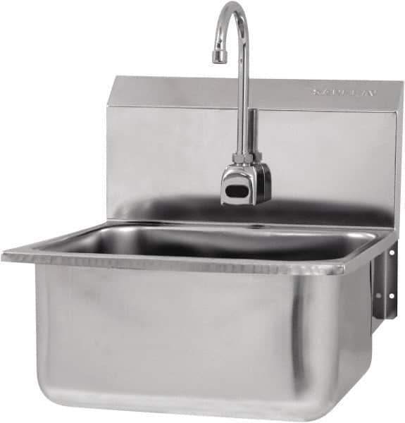 SANI-LAV - 19" Long x 16" Wide Inside, 1 Compartment, Grade 304 Stainless Steel Hands Free Hand Sink - 18 Gauge, 21" Long x 20" Wide x 24" High Outside, 10" Deep - Exact Tool & Supply