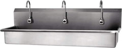 SANI-LAV - 57" Long x 16-1/2" Wide Inside, 1 Compartment, Grade 304 Stainless Steel Hands Free Hand Sink - 16 Gauge, 60" Long x 20" Wide x 18" High Outside, 8" Deep - Exact Tool & Supply