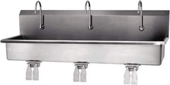 SANI-LAV - 57" Long x 16-1/2" Wide Inside, 1 Compartment, Grade 304 Stainless Steel Hands Free Hand Sink - 16 Gauge, 60" Long x 20" Wide x 18" High Outside, 8" Deep - Exact Tool & Supply