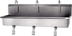 SANI-LAV - 57" Long x 16-1/2" Wide Inside, 1 Compartment, Grade 304 Stainless Steel Hands Free Hand Sink - 16 Gauge, 60" Long x 20" Wide x 18" High Outside, 8" Deep - Exact Tool & Supply