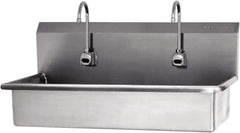 SANI-LAV - 37" Long x 16-1/2" Wide Inside, 1 Compartment, Grade 304 Stainless Steel Hands Free Hand Sink - 16 Gauge, 40" Long x 20" Wide x 18" High Outside, 8" Deep - Exact Tool & Supply