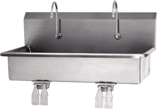 SANI-LAV - 37" Long x 16-1/2" Wide Inside, 1 Compartment, Grade 304 Stainless Steel Hands Free Hand Sink - 16 Gauge, 40" Long x 20" Wide x 18" High Outside, 8" Deep - Exact Tool & Supply