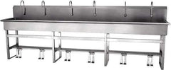 SANI-LAV - 117" Long x 16-1/2" Wide Inside, 1 Compartment, Grade 304 Stainless Steel Hands Free Hand Sink - 16 Gauge, 120" Long x 20" Wide x 45" High Outside, 8" Deep - Exact Tool & Supply
