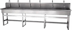 SANI-LAV - 117" Long x 16-1/2" Wide Inside, 1 Compartment, Grade 304 Stainless Steel Hands Free Hand Sink - 16 Gauge, 120" Long x 20" Wide x 45" High Outside, 8" Deep - Exact Tool & Supply
