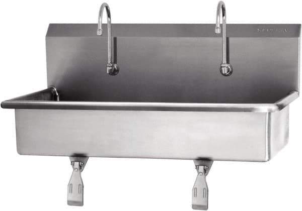 SANI-LAV - 37" Long x 16-1/2" Wide Inside, 1 Compartment, Grade 304 Stainless Steel Hands Free Hand Sink - 16 Gauge, 40" Long x 20" Wide x 18" High Outside, 8" Deep - Exact Tool & Supply