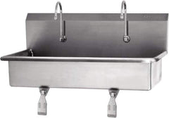SANI-LAV - 37" Long x 16-1/2" Wide Inside, 1 Compartment, Grade 304 Stainless Steel Hands Free Hand Sink - 16 Gauge, 40" Long x 20" Wide x 18" High Outside, 8" Deep - Exact Tool & Supply