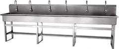 SANI-LAV - 117" Long x 16-1/2" Wide Inside, 1 Compartment, Grade 304 Stainless Steel Hands Free Hand Sink - 16 Gauge, 120" Long x 20" Wide x 45" High Outside, 8" Deep - Exact Tool & Supply