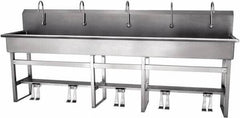 SANI-LAV - 97" Long x 16-1/2" Wide Inside, 1 Compartment, Grade 304 Stainless Steel Hands Free Hand Sink - 16 Gauge, 100" Long x 20" Wide x 45" High Outside, 8" Deep - Exact Tool & Supply