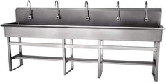 SANI-LAV - 97" Long x 16-1/2" Wide Inside, 1 Compartment, Grade 304 Stainless Steel Hands Free Hand Sink - 16 Gauge, 100" Long x 20" Wide x 45" High Outside, 8" Deep - Exact Tool & Supply
