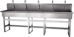 SANI-LAV - 97" Long x 16-1/2" Wide Inside, 1 Compartment, Grade 304 Stainless Steel Hands Free Hand Sink - 16 Gauge, 100" Long x 20" Wide x 45" High Outside, 8" Deep - Exact Tool & Supply