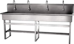 SANI-LAV - 77" Long x 16-1/2" Wide Inside, 1 Compartment, Grade 304 Stainless Steel Hands Free Hand Sink - 16 Gauge, 80" Long x 20" Wide x 45" High Outside, 8" Deep - Exact Tool & Supply