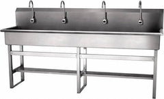 SANI-LAV - 77" Long x 16-1/2" Wide Inside, 1 Compartment, Grade 304 Stainless Steel Hands Free Hand Sink - 16 Gauge, 80" Long x 20" Wide x 45" High Outside, 8" Deep - Exact Tool & Supply