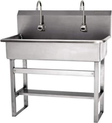SANI-LAV - 37" Long x 16-1/2" Wide Inside, 1 Compartment, Grade 304 Stainless Steel Hands Free Hand Sink - 16 Gauge, 40" Long x 20" Wide x 45" High Outside, 8" Deep - Exact Tool & Supply