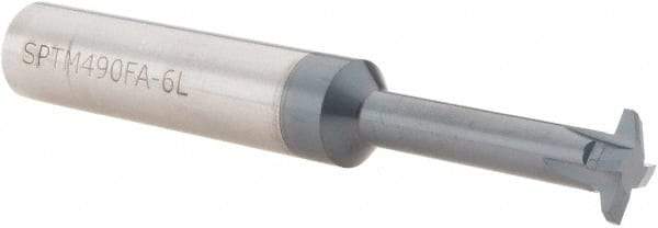 Scientific Cutting Tools - 6 TPI, ACME Internal Single Profile Thread Mill - 3/4" Noml Diam, 0.49" Cut Diam, 1/2" Shank Diam, 4 Flute, 0.26" Neck Diam, 1.3" Neck Length, 3-1/2" OAL, AlTiN+ Finish - Exact Tool & Supply