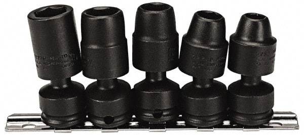 Proto - 5 Piece 3/8" Drive Impact Socket Set - 6 Points, 3/8" to 5/8" Range, Inch Measurement Standard - Exact Tool & Supply