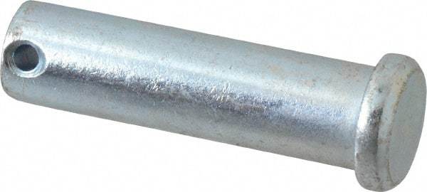 Made in USA - 5/8" Pin Diam, 2-1/4" OAL, Standard Clevis Pin - 5/32" Hole, 2-3/32" Usable Length, Zinc-Plated Steel - Exact Tool & Supply