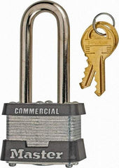 Master Lock - 2" Shackle Clearance, Keyed Alike Laminated Steel Padlock - 9/32" Shackle Diam, Laminated Steel - Exact Tool & Supply