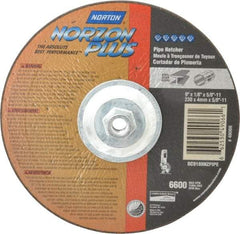 Norton - 30 Grit, 9" Wheel Diam, 1/8" Wheel Thickness, Type 27 Depressed Center Wheel - Ceramic, 6,600 Max RPM, Compatible with Angle Grinder - Exact Tool & Supply