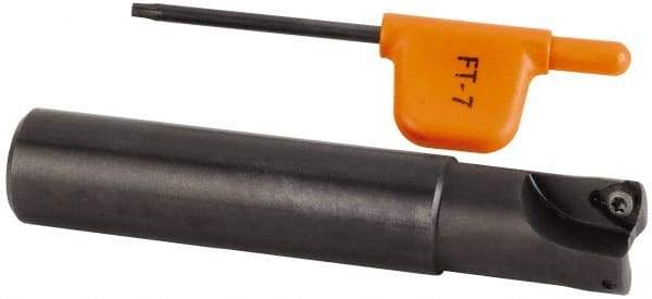 Kennametal - 5/8" Cut Diam, 0.033" Max Depth, 5/8" Shank Diam, Cylindrical Shank Indexable High-Feed Helical End Mill - Screw Holding Method, WP..0302.. Insert, KF Toolholder, Through Coolant - Exact Tool & Supply