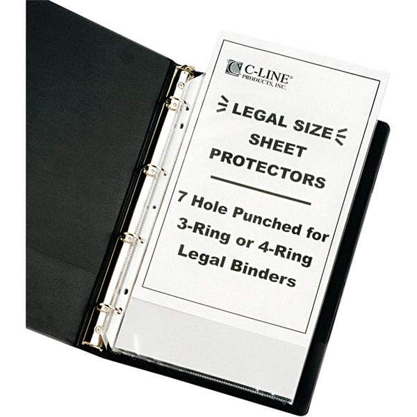 C-LINE - 50 Piece Clear Sheet Protectors-Ring Binder - 14" High x 8-1/2" Wide - Exact Tool & Supply
