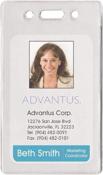 ADVANTUS - Clip-On Badge Holder - Clear - Exact Tool & Supply