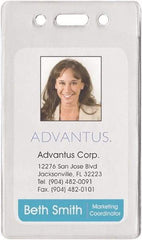 ADVANTUS - Clip-On Badge Holder - Clear - Exact Tool & Supply