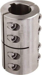 Climax Metal Products - 1-1/8" Inside x 1-7/8" Outside Diam, Two Piece Rigid Coupling with Keyway - 3-1/8" Long x 1/4" Keyway Width x 1/8" Keyway Depth - Exact Tool & Supply