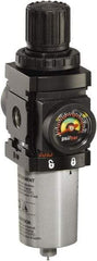 ARO/Ingersoll-Rand - 1/4" NPT Port Miniature 1 Piece Filter/Regulator FRL Unit - Metal Bowl, 47 SCFM, 250 Max psi, 6.2" High x 1.575" Long, Manual Drain - Exact Tool & Supply