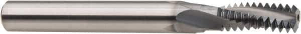 Niagara Cutter - 1/4-28 UN, 0.18" Cutting Diam, 3 Flute, Solid Carbide Helical Flute Thread Mill - Internal/External Thread, 1/2" LOC, 2-1/2" OAL, 3/16" Shank Diam - Exact Tool & Supply