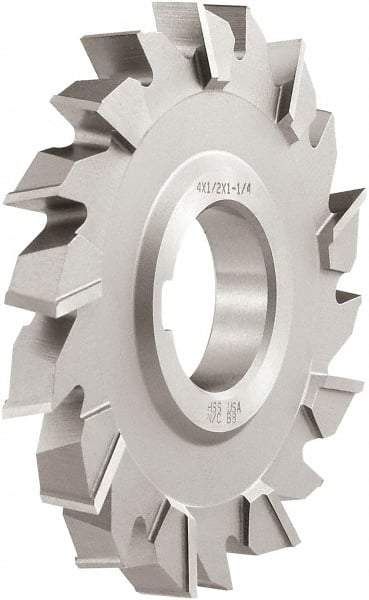 Keo - 4" Diam x 1/2" Width of Cut, 18 Teeth, High Speed Steel Side Milling Cutter - Staggered Teeth, TiCN Coated - Exact Tool & Supply
