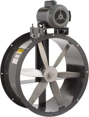 Americraft - 1 hp 24" TEFC Belt Drive Tube Axial Duct Fan - 7,425 CFM at 0 Static Pressure, 1,725 RPM, Single Phase - Exact Tool & Supply